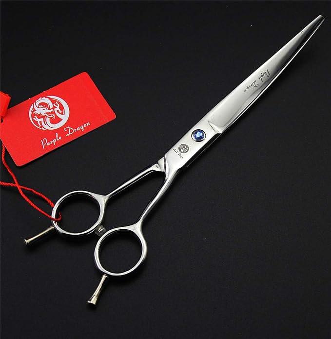 Purple Dragon 8.0" Titanium Multicolor Professional Pet Grooming Scissors Set,Straight & Thinning & Curved Scissors Shear with Bag for Dog Cat Grooming