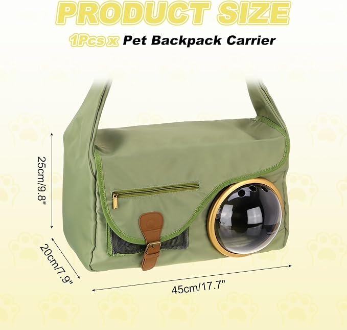 Bubble Cat Carrier, Travel Pet Carrier Soft Sided Breathable Cat Carrying Case for Kitten Small Dogs Up to 14.3 lbs (Green), Intended for Hiking/Camping/Traveling