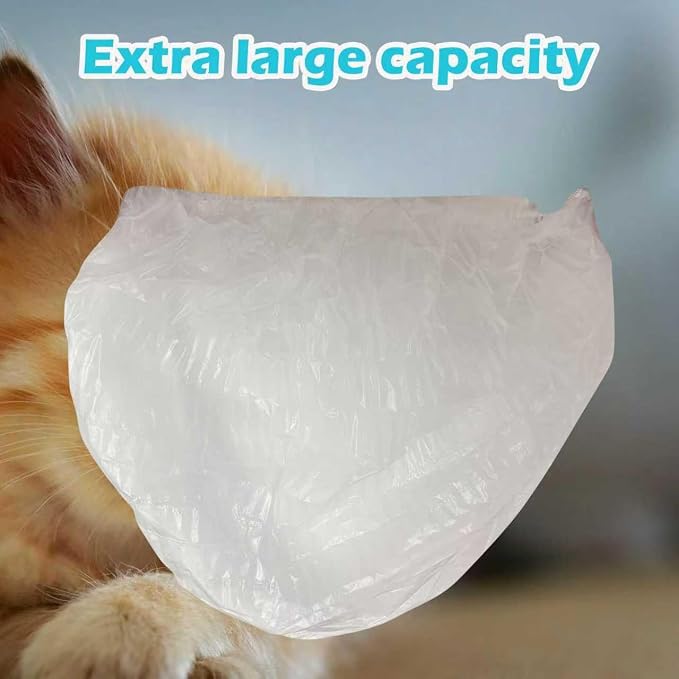 50 Pack Litter Box Liners Compatible with Hooded Litter Box Cat, Elastic Band Trash Bags for Disposal of Cat Waste, Waterproof and Leak Proof (Clear)