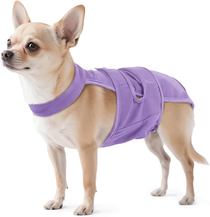 QBLEEV Dog Diapers with Suspenders, Female Escape-Proof Full Body Dog Period Diapers Overalls, Reusable Washable Sanitary Panties for Heat Cycle & Incontinence, Doggie Underwear Onesie with Tail Hole