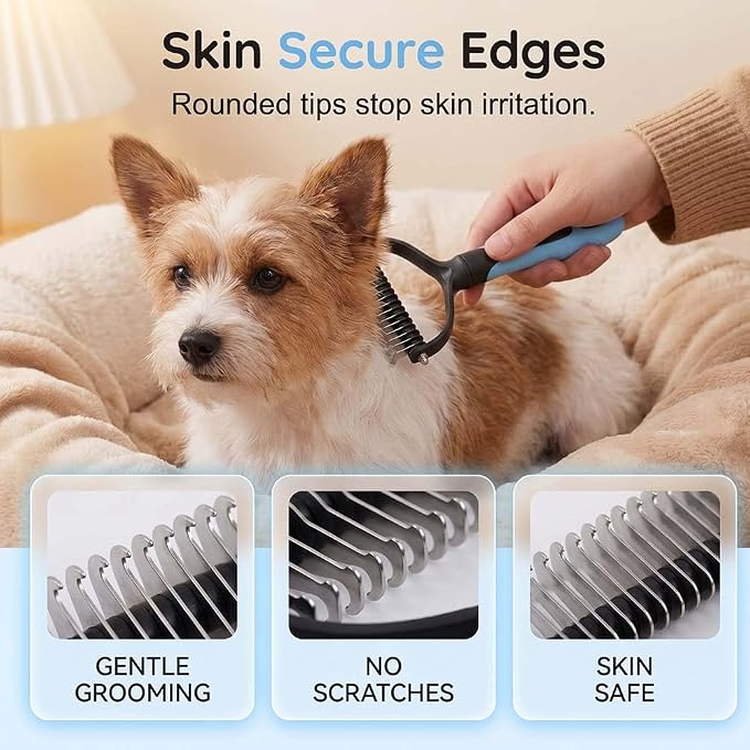 2026 Upgrade Double Sided Pet Grooming Brush, Dual Sided Pet Grooming Comb, Double Teeth, Silky Smooth, Convenient and Efficient for Dogs, Cats, Shedding, Bathing, and Daily Grooming (2PCS-Red)