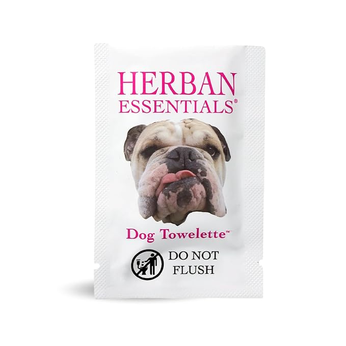 Herban Essentials - Dog Grooming Wipes for Dogs, Essential Oil Pet Wet Wipes for Cleaning, Deodorizing & Allergy Defense, Natural Hand Wipe, Moist Towelettes Individually Wrapped Body Wipes, 20 Count