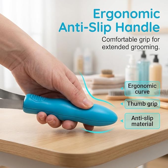Deshedding Pet Grooming Loop, Dual-Sided Stainless Steel Shedding Blade, Ergonomic Anti-Slip Handle, Pet Pro Grooming Tool for Dogs, Cats & Large Animals (3)