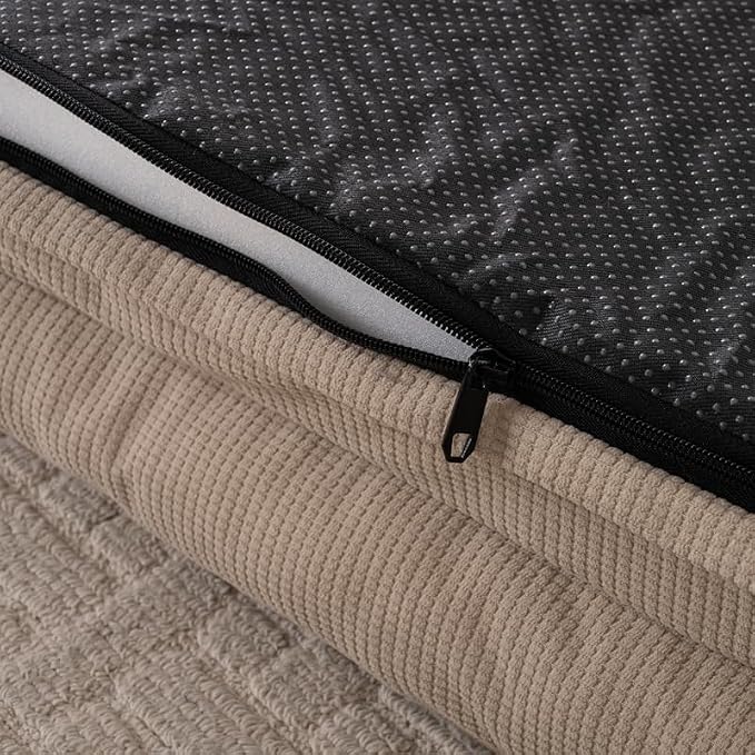 Orthopedic Dog Bed, Waterproof C-Shaped Pet Sofa with Removable Washable Cover, Non-Slip Bottom, Quilted Comfort Couch for All Dog and Cat Breeds (Brown, 42" x 32" x 6.5")