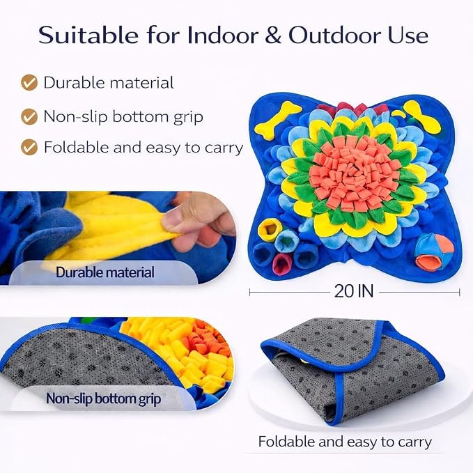 Dog Snuffle Mat - Slow Feeder for Dogs, Interactive Feeding Mat for Mental Stimulation & Anxiety Relief, Non-Slip Washable Pet Enrichment Toy for Small & Large Dogs