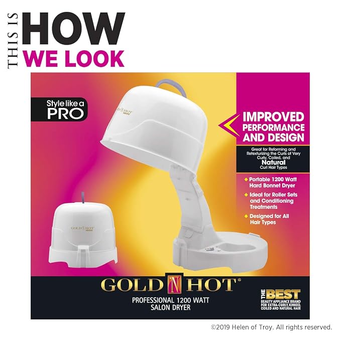 Gold N Hot Professional 1200W Full Hood Hair Dryer | For Roller Sets and Conditioning Treatments