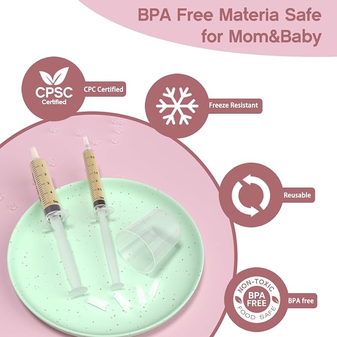 60 Sets 1Ml Colostrum Collector Kit Include 60 1ml No Needle Sterile Syringes with Cap, 4 Measuring Cup, 6 Zip-lock Storage Bags, 60 Labels for Breast Milk Collector