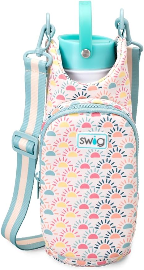 Swig Life Water Bottle Sling Bag, Water Bottle Holder with Adjustable Strap, Carrier Bag with Zippered Phone Pocket, Holds 36oz (Sun Chaser)