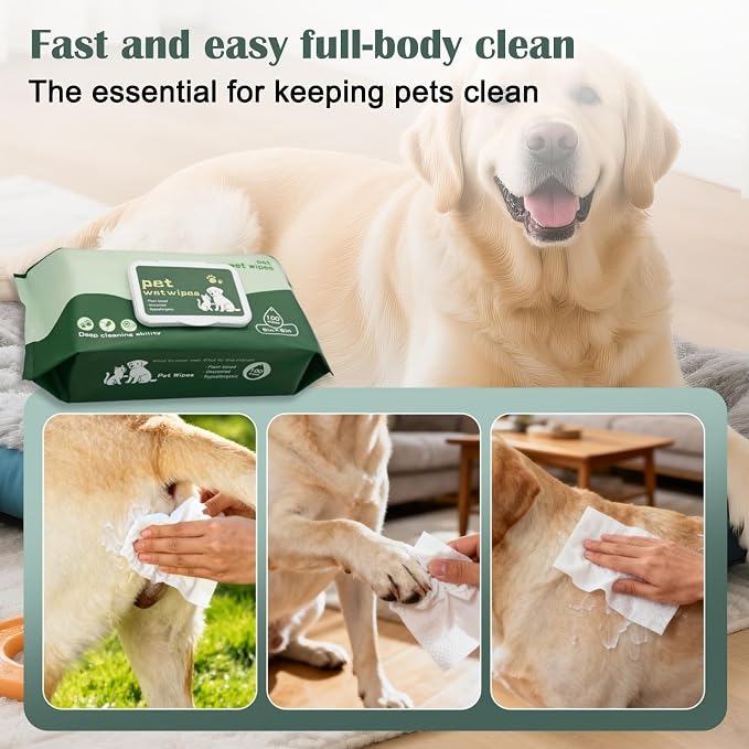 400 Pack Pet Grooming Wipes for Paws and Butt Unscented Hypoallergenic Dog Wipes Gentle Earth-Friendly Cleaning Wipes for Puppies, Kittens & Senior Pets Deodorizing Waterless Bathing Wipes