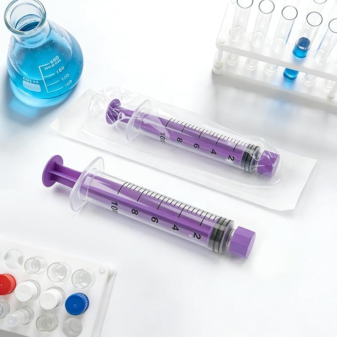10ml Syringes with Cap without Needle - 10cc Plastic Syringe for Liquid, Feeding, Blister-Packed, Pack of 50