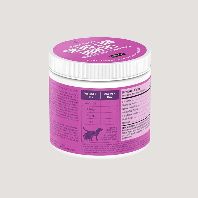 Natural Rapport Dog Calming Chews - The Only Melatonin Soft Chews that Dogs Need - 120ct Contain Melatonin, Valerian Root and Chamomile
