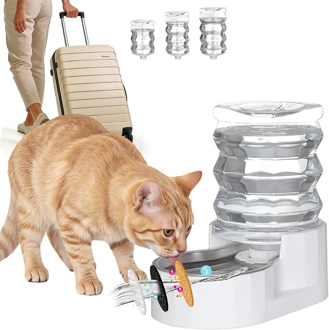 RIZZARI Dog Water Bowl Dispenser: 5L Large Stainless Steel Gravity Feeder - Helps Prevent Urinary Stones -Leak-Proof -Spill-Free Use-Small Dogs & Cats -Perfect for Kitchen & Daily Hydration