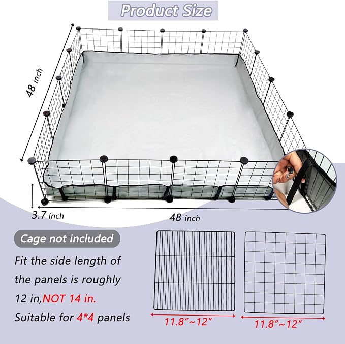 DZWLKJ Guinea Pig Cage Liner Tarp Bottom Waterproof and Washable Base Also for Rabbits, Bunny, Chinchesillas, Hedgehog, Ferrets and Other Small Animals(48x48 inches)