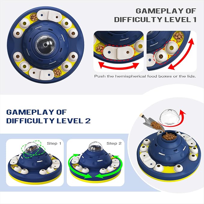 KADTC XL 2-Level Dog Puzzle Toy, Mental Stimulation for Dogs | 3 Cups central feeder adds shake-to-release rewards and adjustable channels for beginner-to-advanced play.