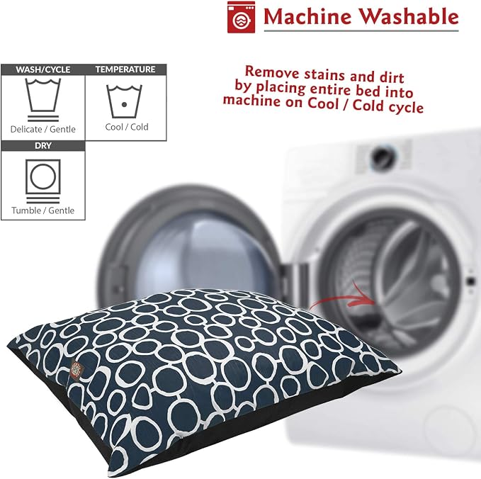 Majestic Pet Rectangle Medium Dog Bed - Washable Non Slip Comfy - Dog Crate Kennel Bed - Medium Breed 35x28 Inch - Fusion Navy