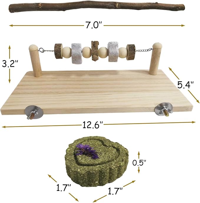 kathson Hamster Wood Ledge Platform Chewing Toys Chinchilla Cage Accessories Guinea Pig Teeth Grinding Lava Blocks Hamster Sand Bath Box Transparent Acrylic Small Animals Shower Bathtub