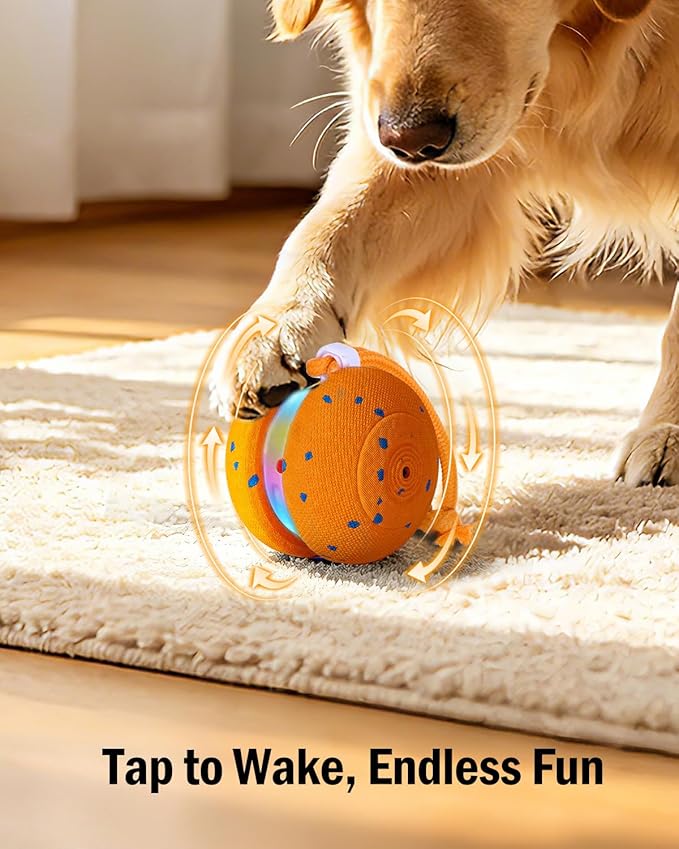 osou Interactive Dog Toy, Random Path Rolling Dog Ball with Rope, 2 Speed Modes, Motion-Activated, Pet-Safe ETPU Shell, Automatic Moving Toy for Small Medium Large Dogs and Most Dog Personalities