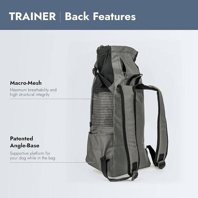K9 Sport Sack Trainer - X-Small, Iron Gate - Ideal for Dogs with 9-12” Back Length - Backpack-Style Training Carrier - Meant for Quick, Non-Strenuous Activities