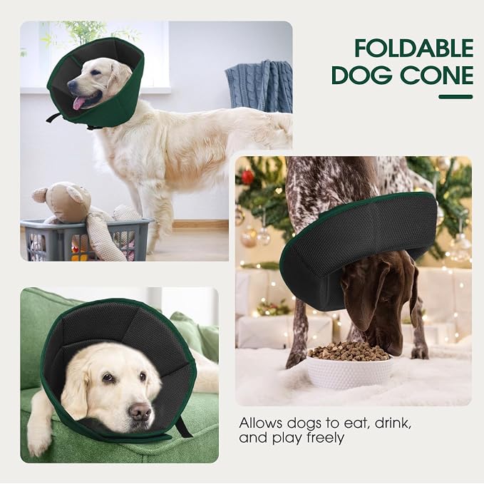 Dog Cone Collar After Surgery for Large Dogs, Adjustable Soft Cone for Dogs to Stop Licking, Professional Elizabethan Collar for Pet, Recovery Cones for Wound Healing & Hot Spots