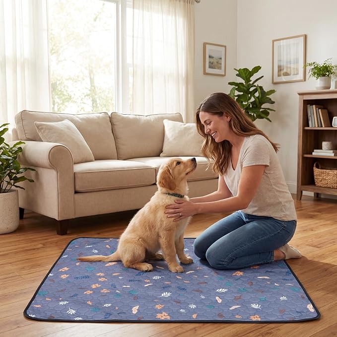 36.5'' x 36.5'' Washable Pee Pads for Dogs, Super Absorbent Reusable Puppy Training Pads, 100% Leak-Proof & Non-Slip Whelping Box Pads for Pet, 2 Pack