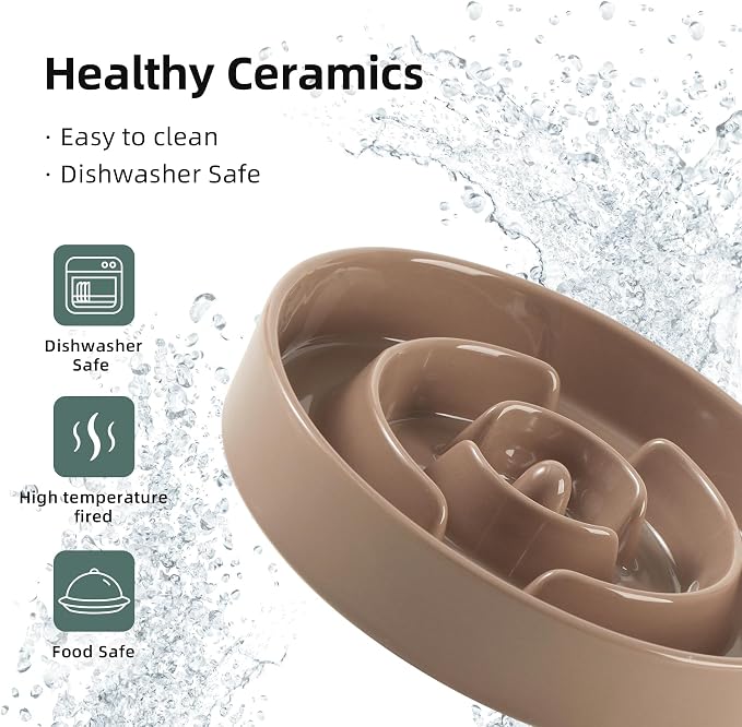 Havniva Ceramic Slow Feeder Dog Bowls, 3.2 Cups Dog Bowl Slow Feeding for Medium and Large Breed, 9.5inch Puzzle Dog Food Bowl Slow Feeder Non-Slip Anti-Gulping and Anti-Choking Reduces Bloating