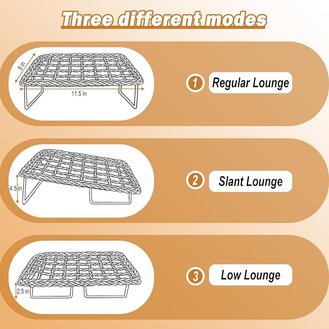 Bearded Dragon Hammock with Sturdy Metal Legs, Seagrass Reptile Basking Platform, Lizard Lounge Bed & Tank Decor for Geckos, Snakes, Hermit Crabs, Frogs
