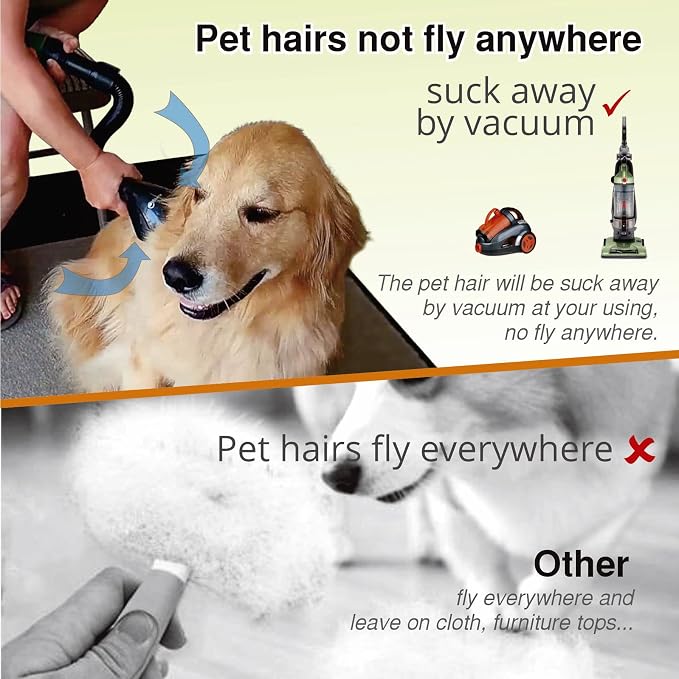 Pet Vacuum Grooming Comb Brush, Black | Hair Remover, Shedding Deshedding, Attachment Tool Kit, For Dogs and Cats