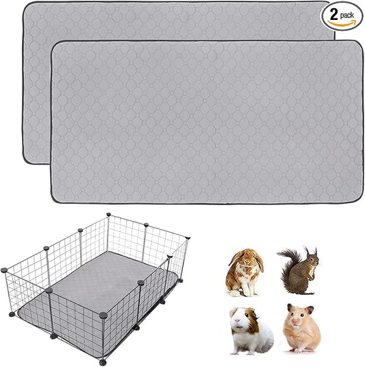 2Pack Guinea Pig Cage Liners, LWYMX 24''X36'' Washable Guinea Pig Pee Pads, Non Slip Reusable Super Absorbent Guinea Pig Training Mat Bedding Fleece for Small Animals Hamster Rabbit Chinchilla Rat