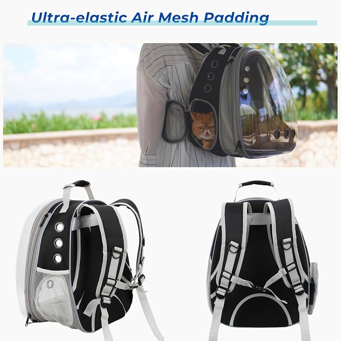 Lollimeow Cat Carrier Backpack, Expandable Bubble Pet Carrier for Cats and Small Dogs, Airline Approved Travel Backpack for Hiking, Walking & Outdoor Adventures - Supports up to 16 lbs