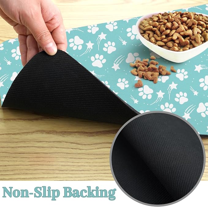 Dog Food Mat 17x30 Inch Pet Feeding Absorbent Mats for Floor Dog Cat Water Bowl Placemat Non-Slip Washable Pet Food and Water Mat