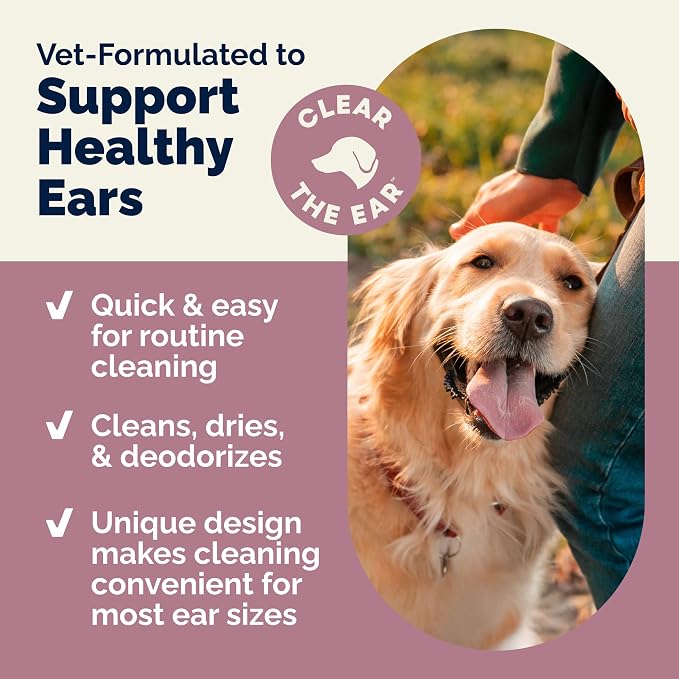 Vetnique Oticbliss Dog Ear Wipes, Cat & Dog Finger Mitt Ear Cleaner, Cleaning & Deodorizing Wipes for Dogs, Cats & Puppies, Remove Ear Wax, Dirt & Odor, Aloe for Itchy Ears (Fingermitt Wipes)