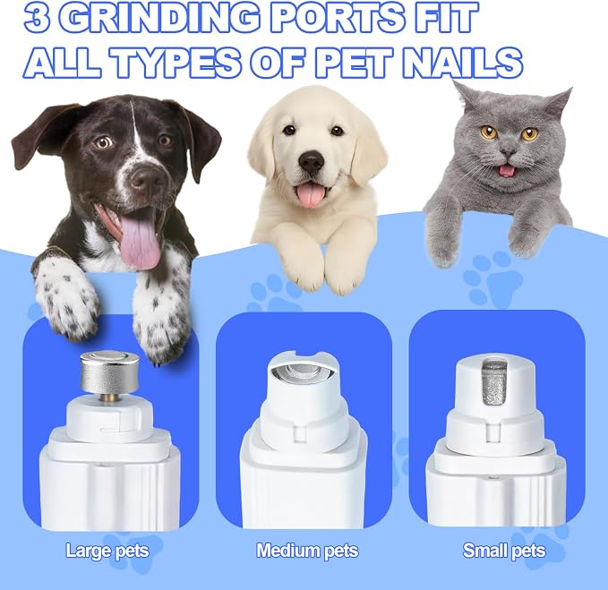 2-in-1 Dog Nail Clippers with Light - Electric Pet Nail Grinder Quiet for Small Large Dogs & Cats, LED Prevent Over Cutting, USB-C Rechargeable Safety Guard Grooming Kit for Black Nails-3VX