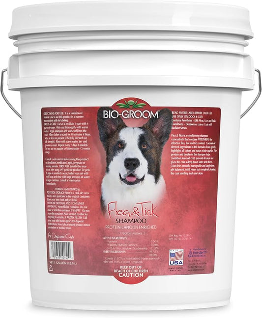 Bio-Groom Flea & Tick Dog Shampoo - Flea and Tick Prevention Treatment for Dogs & Cats, Cruelty-Free, Made in USA, Natural Repellent, Protein-Lanolin Shampoo - 5 Gallons