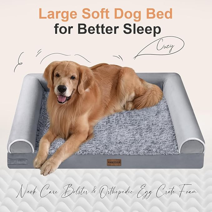 NANUYA Large Dog Bed Orthopedic Washable: Memory Foam Pet Sofa Bed Waterproof with Replacement Cover