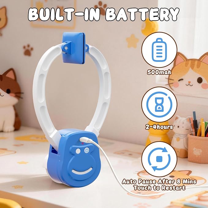 Automatic Cat Toy for Indoor Cats, Interactive Door Hanging Cat Toy with Smart Touch Restart, USB-C Rechargeable 360° Rotating Flying Bird Teaser for Kittens & Adult Cats, Blue