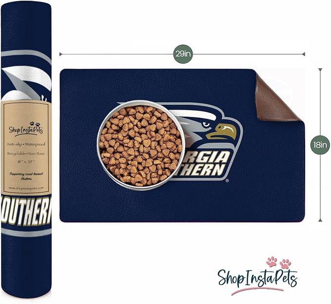 Georgia Southern Eagles Officially Licensed Food and Water Mat for Dogs and Cats | 18" x 29" | Non-Slip | Water-Proof