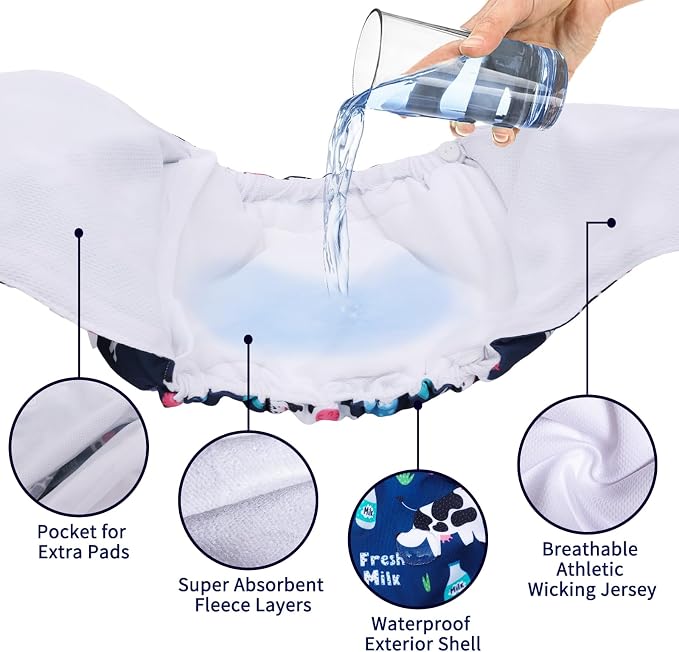 CuteBone Washable Dog Diapers Male with Snaps Reusable 3pcs a Pack Doggie Belly Band for Male Dogs Wraps KDM06L