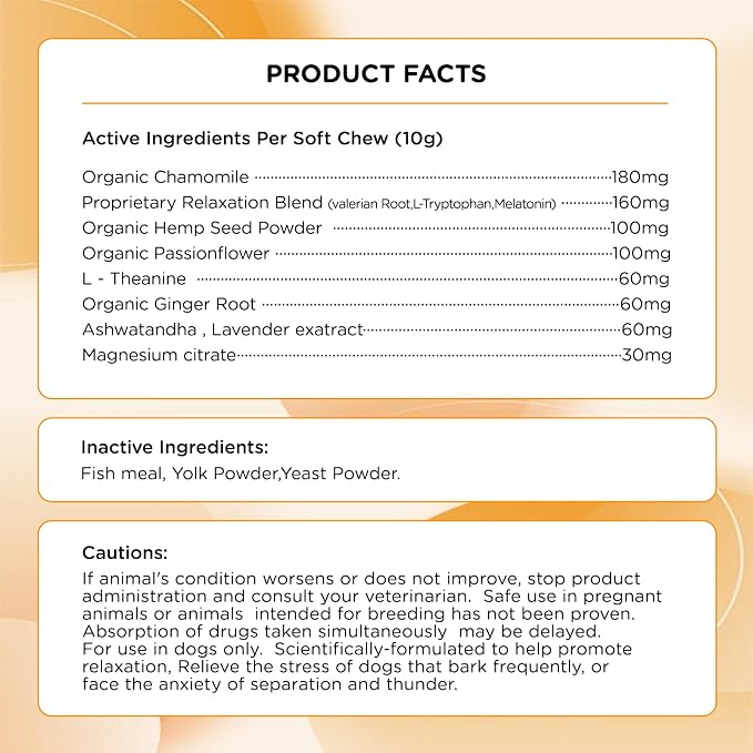 Dog Calming Chews 100 Count Large Particle,Anxiety Relief Treats for Dogs,Sleeping Aid Supplement,Aid with Separation, Barking, Stress Relief, Thunderstorms 100% Natural Ingredients,Chicken Flavor