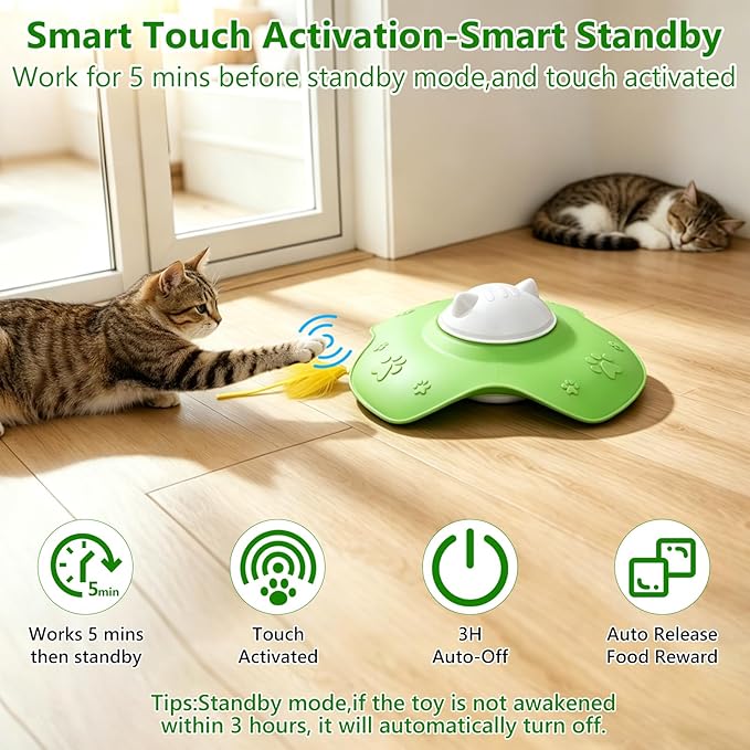 Hide and Seek Cat Toy,Automatic Treat Reward,Interactive Cat Toy for Indoor Cats, Motion Touch Activated Electronic Cat Toys,Silicone Rechargeable Cat Play Mat for Bored Adult Kittens