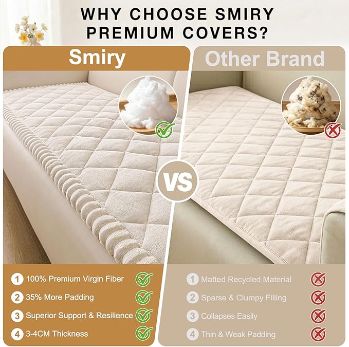 Smiry Couch Cover for Dogs, Non Slip Washable Pet Sofa Protector for Large Dogs, Cats, Fuzzy Plush Sofa Covers for 3 Cushion Couch, Against Fur, Dirt & Scratch Resistant, White, 27.6"×88"