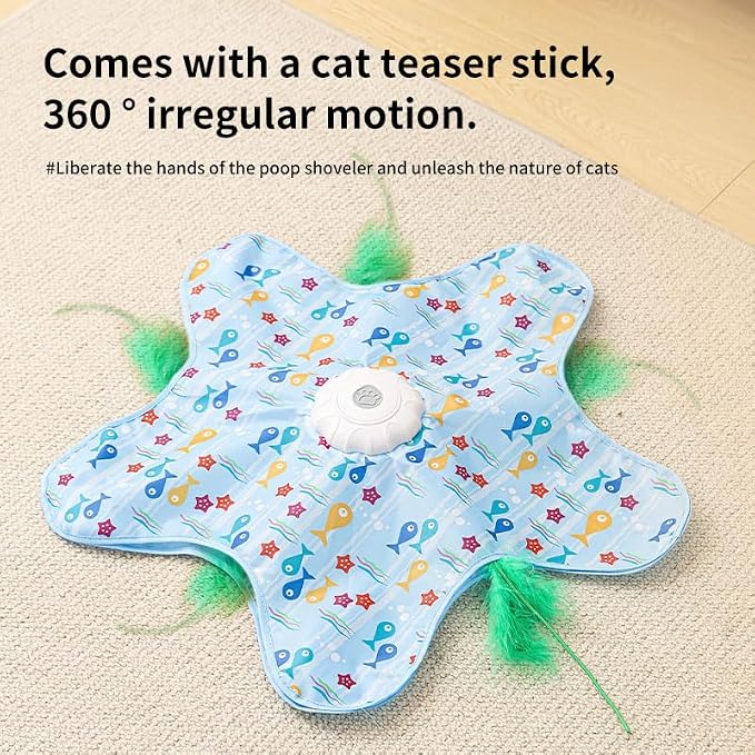 Interactive Cat Toys for Indoor Cats, [Newly Upgraded] Rechargeable Touch Activated Hide and Seek Kitten Toys for Bored Indoor Adult Cats（Fish Style）