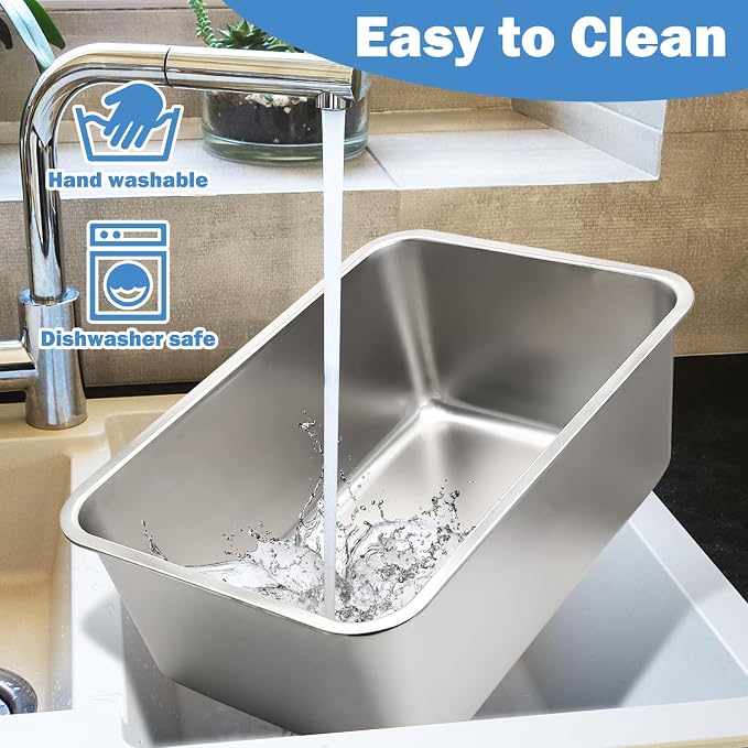 Fhiny 9 Gallon Stainless Steel Dog Water Bowl, Extra Large Capacity Dog Water and Food Bowl, Metal Pet Feeding Bowl for Indoor and Outdoor Use for Large Breed Pets（19.7 x 13.8 x 7.9 in）
