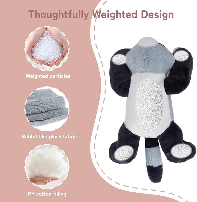 Niuniu Daddy 25" 5lb Raccoon Weighted Stuffed Animal forKids and Adults, Soft Sensory Plush Body Pillow for Calming Support, Large Animal Toy for Everyday Comfort
