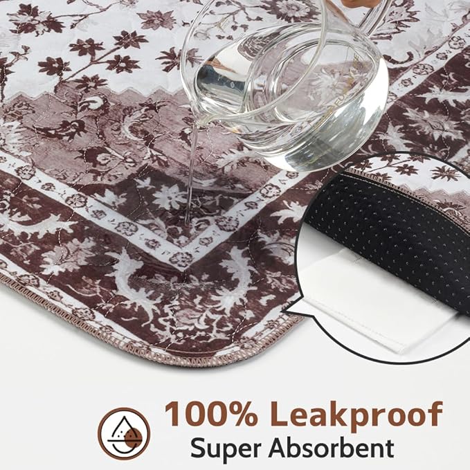 Washable Pee Pads for Dogs 2 Pack Reusable Puppy Training Pads 24"x18" Super Absorbent Waterproof Dog Training Pads, Non-Slip Potty Pads Whelping Pads Litter Mat Pet Supplies - Brown Medallion