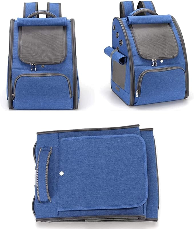 OLOTU Pet Backpack Collapsible Cat Backpack, Ventilated Design Cat Carrier, Outdoor Use Lightweight Portable Dog Backpack Carrier, Blue Spacious