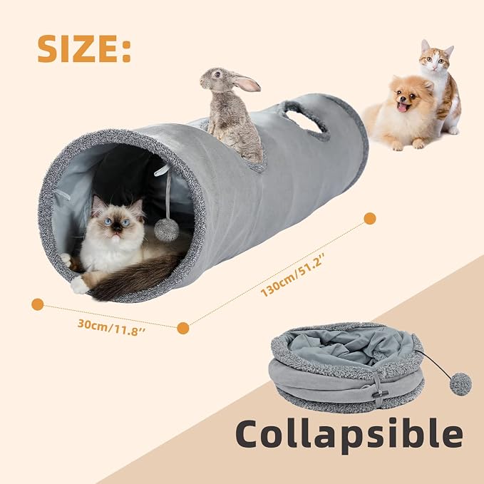 PAWZ Road Cat Scratching Post and Pad Bundle with PAWZ Road Cat Tunnel 51 Inches Long Cat Toys Collapsible Tunnel 12 Inches in Diameter