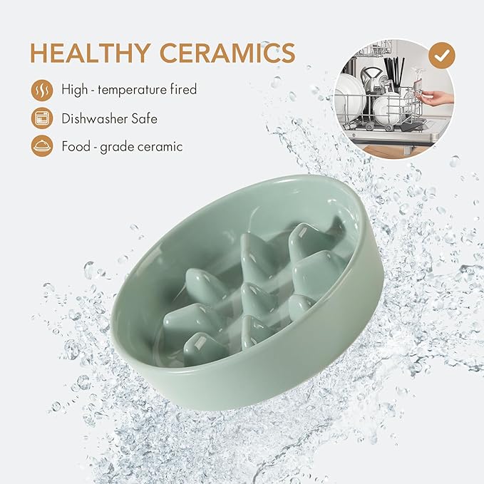 Havniva Ceramic Slow Feeder Dog Bowls, 0.9 Cups Dog Bowl Slow Feeding for Small Breed, 6.1inch Puzzle Dog Food Bowl Slow Feeder Non-Slip Anti-Gulping and Anti-Choking Reduces Bloating
