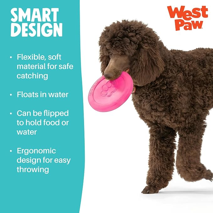 WEST PAW Zogoflex Zisc Dog Flying Disc, High Flying Aerodynamic Disc for Dogs Puppy – Lightweight, Floatable Disc for Fetch, Tug of War, Catch, Play – Doubles as Food/Water Bowl, Small 6.5", Geranium