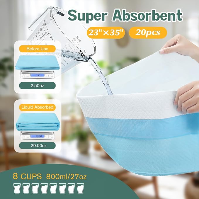 Large Puppy Pee Pads for Dogs 23" x 35" 20 Count, 6-Layer Leak-Proof XL Dog Pee Pads, Super Absorbent Quick-Dry Thick Disposable Potty Training Pads