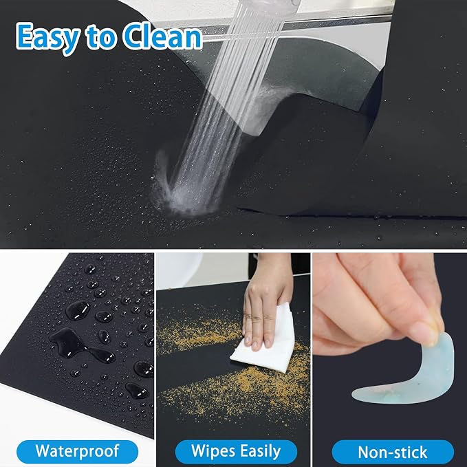 AECHY Extra Large Silicone Mat 78.74”x19.69”x0.08”, Multipurpose Silicone Mat Thick Heat Resistant Mat Shipped Rolled Up Kitchen Counter Mat Nonslip Silicone Mats for Kitchen Counter Black